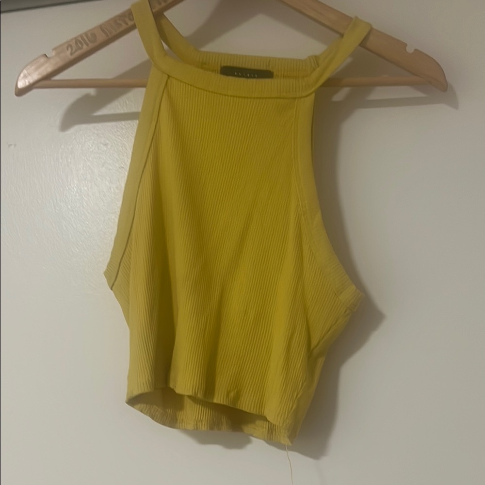 Yellow Ribbed Halter Top